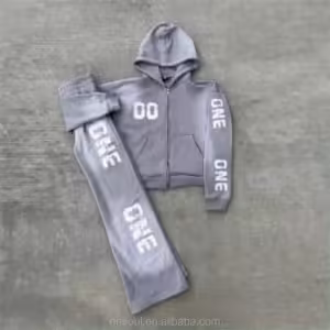 Manufacturer Tracksuit Sweatpants Sweatsuit Acid Washed French Terry Zip Up Dtf Printing Custom Vintage Wash Men's Hoodies Set