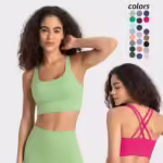 New Colors Women Back Cross Strappy Fitness Yoga Bra with Removable Pads Breathable High Impact Gym Sports Bra